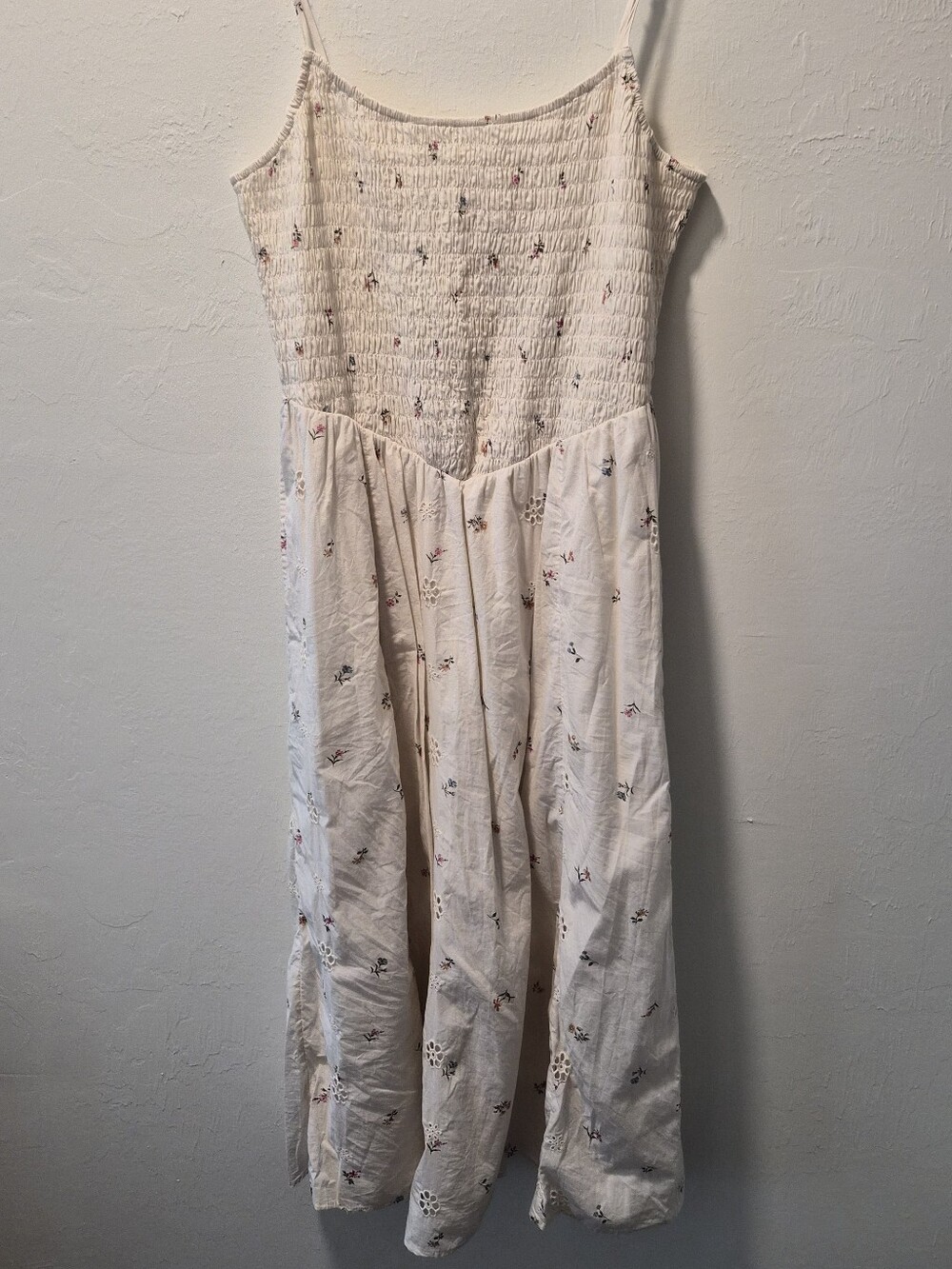 American Eagle Outfitters Cream Spaghetti-Strap Floral Maxi Dress